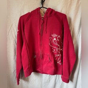 Hard Rock Cafe Vibrant Red Zip-Up Hoodie